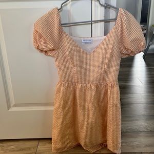 Orange puff sleeve urban outfitters dress size small
